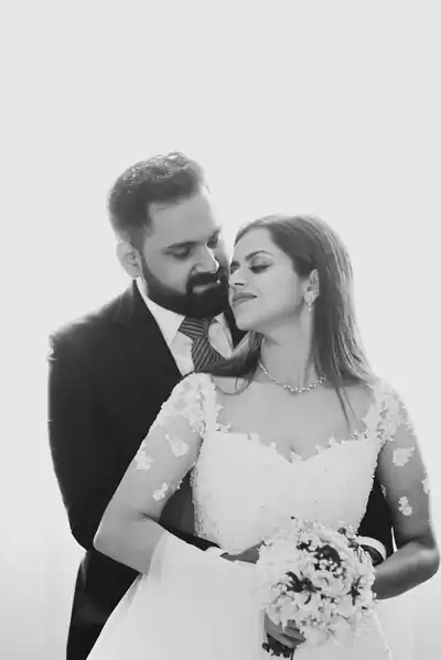 Black and white portrait of the couple